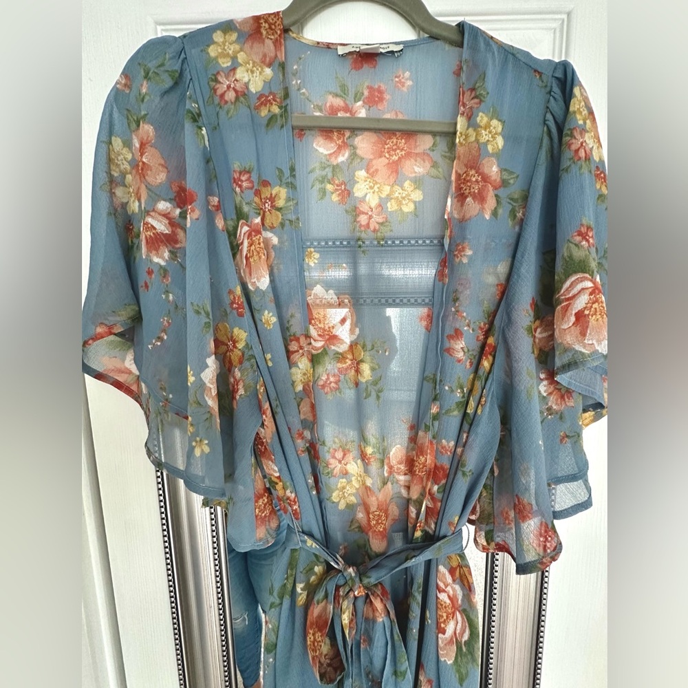 American Eagle Sheer Floral Maxi Cardigan
